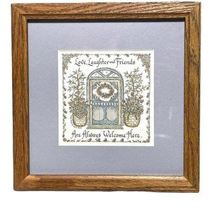 Vintage Creative Calligraphy Matted and Framed Print “Love, Laughter and Friends